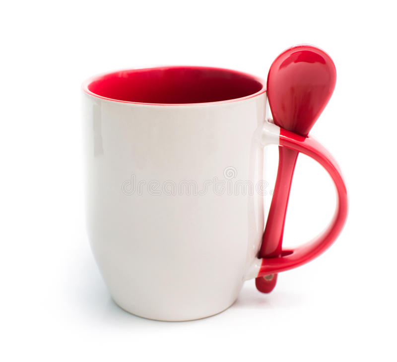 tazas con cuchara roja